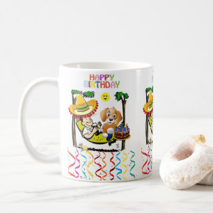 Joyeux Anniversaire Mug Man Chien Sombrero