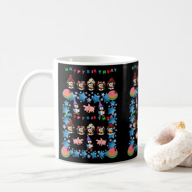 Joyeux Anniversaire Mug Penguin (Avec donut)