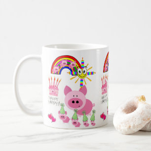Joyeux Anniversaire Mug Pink Pig