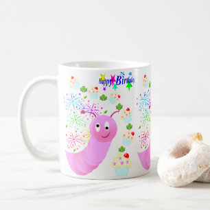 Joyeux Anniversaire Mug Pink Worm Confetti