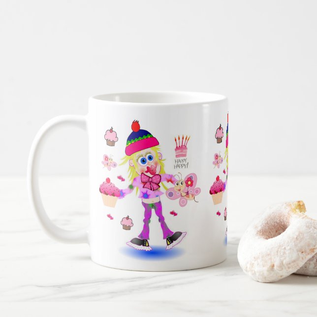 Joyeux anniversaire Mug Wacky Girl (Avec donut)