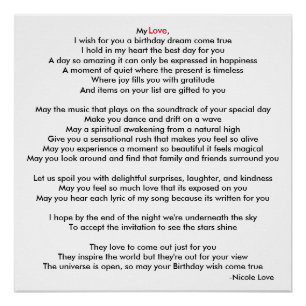 Joyeux anniversaire My Love Poem Poster Poster