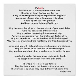 Joyeux anniversaire My Love Poem Poster Poster