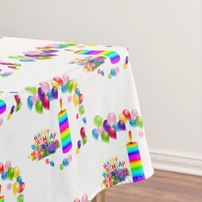 Joyeux Anniversaire Nappe Bougies Ballons (In Situ)