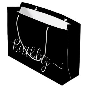 Joyeux Anniversaire Noir Blanc Élégant Grand Sac