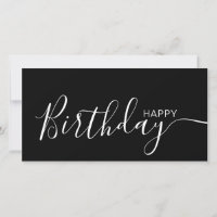 Joyeux Anniversaire noir blanc moderne carte plat