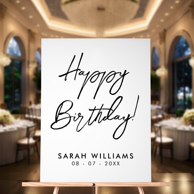 Joyeux anniversaire noir et blanc Script moderne (Créateur téléchargé)