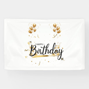 Joyeux Anniversaire Or Bannière Vinyle 2,5x4