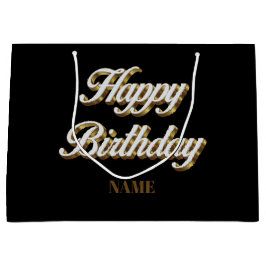 Joyeux Anniversaire Or Élégante Typographie Sac ca