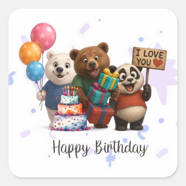 Joyeux Anniversaire Ours & Sticker Panda (Devant)