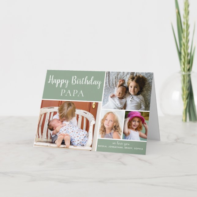 Joyeux anniversaire PAPA photo Collage Carte verte (Devant)