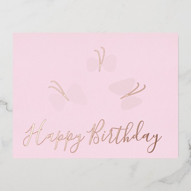 Joyeux Anniversaire Papillons Pink Foil Vacances (Recto)