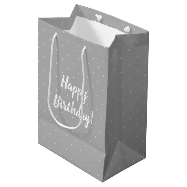 Joyeux Anniversaire Pastel Dot Motif Cadeau Sac (Devant Angle)