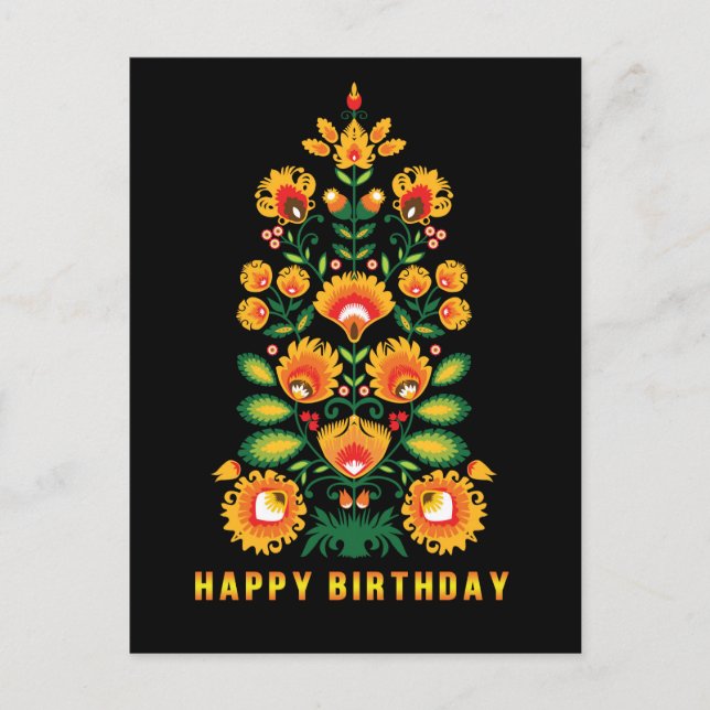 Joyeux anniversaire personnalisable folklore carte (Devant)