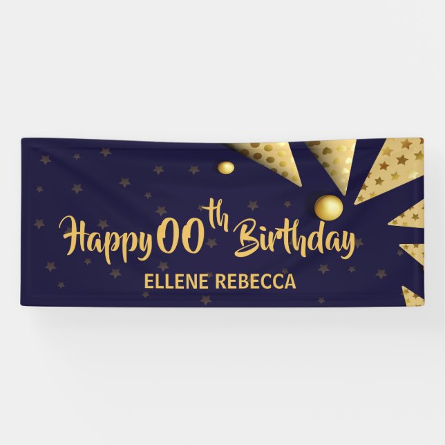 Joyeux anniversaire - Personnalisé ANNÉE Bannière  (Horizontal)