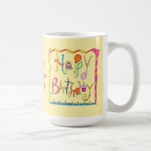 Joyeux anniversaire Personnalisé Mug Jaune