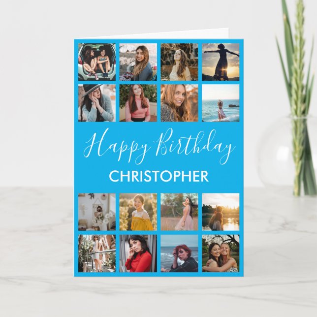 Joyeux Anniversaire Photo Collage 16 Photos Carte  (Devant)