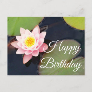 Joyeux Anniversaire Pink Water Lily #1 Carte posta