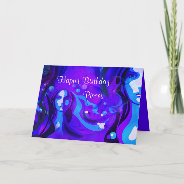 Joyeux Anniversaire Pisces Water Femme Carte de vo (Devant)