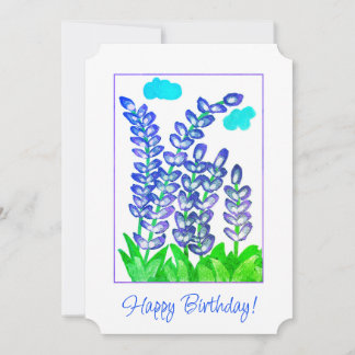 Joyeux Anniversaire Plutôt Bleu Violet Carte Fleur