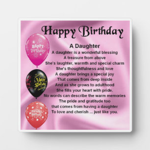 Joyeux Anniversaire Poème de fille Plaque