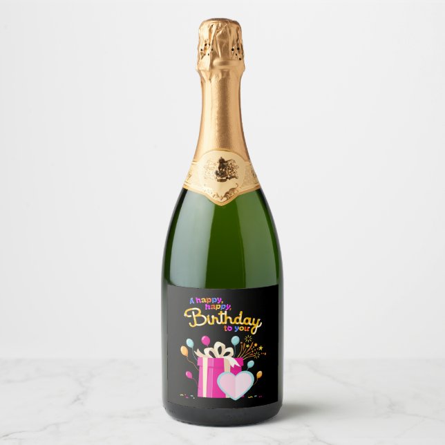 Joyeux Anniversaire Pour Vous Étiquette De Vins Ét (Devant)