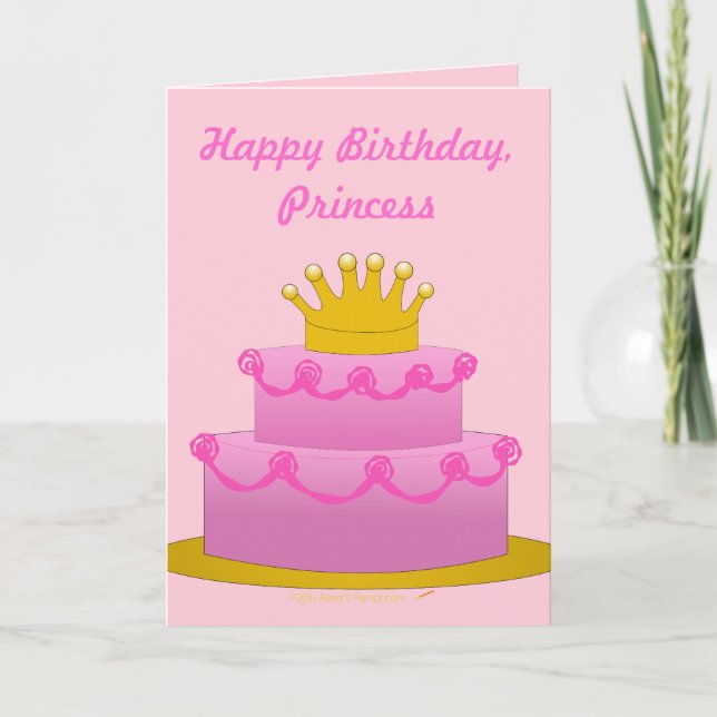 Joyeux Anniversaire Princess Pink Cake Avec Carte  (Devant)