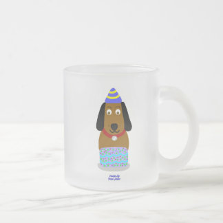Joyeux Anniversaire Pup Petite Mug De Verre Froste