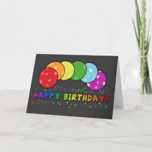 Joyeux Anniversaire Rainbow Balloons couleur carte