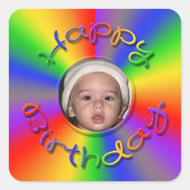 Joyeux anniversaire Rainbow Photo Stickers Modèle (Devant)