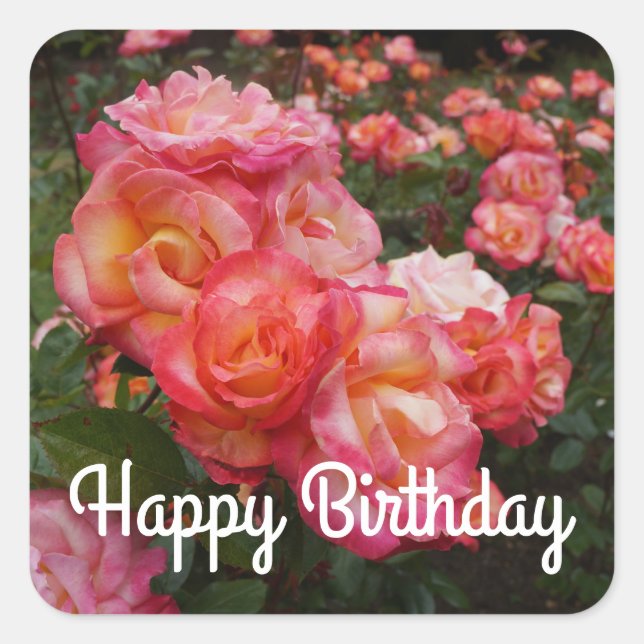 Joyeux anniversaire Rainbow Sorbet Rose #4 Sticker (Devant)