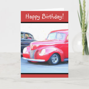 Joyeux anniversaire Red Classic voiture carte de v