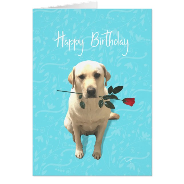 Joyeux anniversaire, Retriever Dog avec Rose, Ador (Devant)