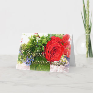 Joyeux Anniversaire Rose Bouquet Grußkarte Karte