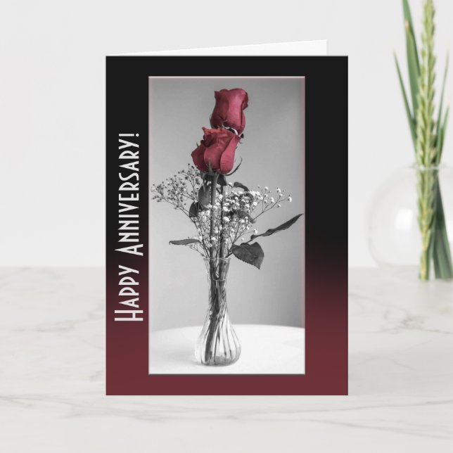 Joyeux Anniversaire Roses Rouges Modèle monochrome (Devant)