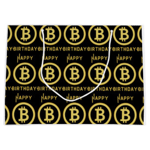 Joyeux Anniversaire Sac Cadeau Grand Bitcoin Gold