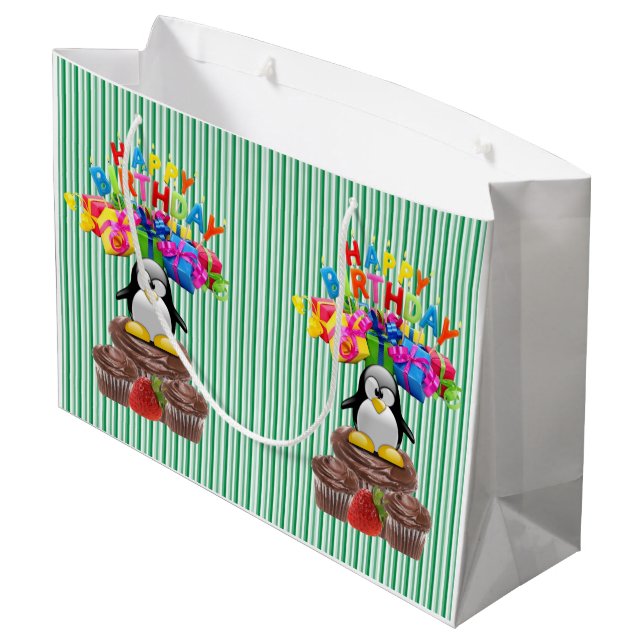 Joyeux Anniversaire Sac cadeau Pingouin (Dos Angle)