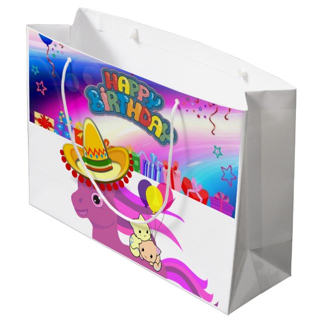 Joyeux Anniversaire Sac Cadeau Pony Kittens (Dos Angle)