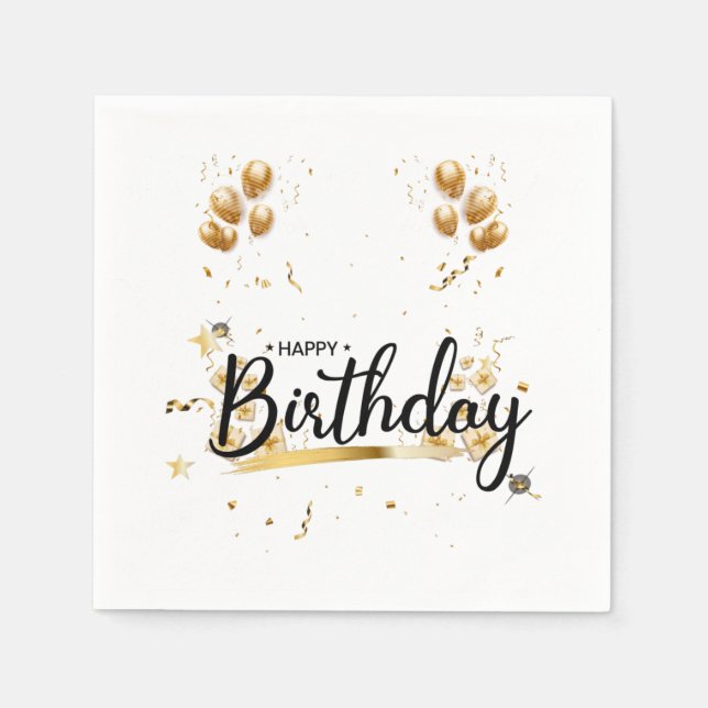 Joyeux Anniversaire Serviettes en Papier 3 Plis Go (Devant)