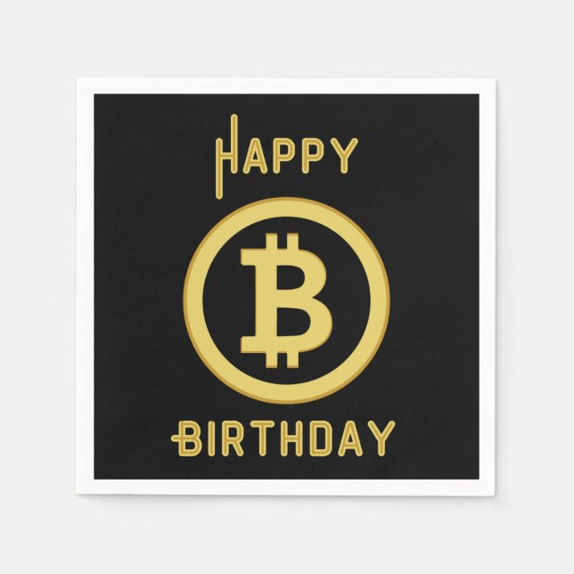 Joyeux Anniversaire Serviettes en Papier Bitcoin G (Devant)