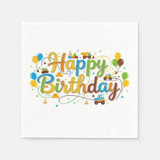 Joyeux Anniversaire Serviettes en papier Engins de
