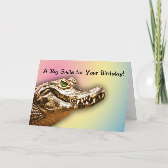 Joyeux anniversaire souriant carte alligator (Devant)