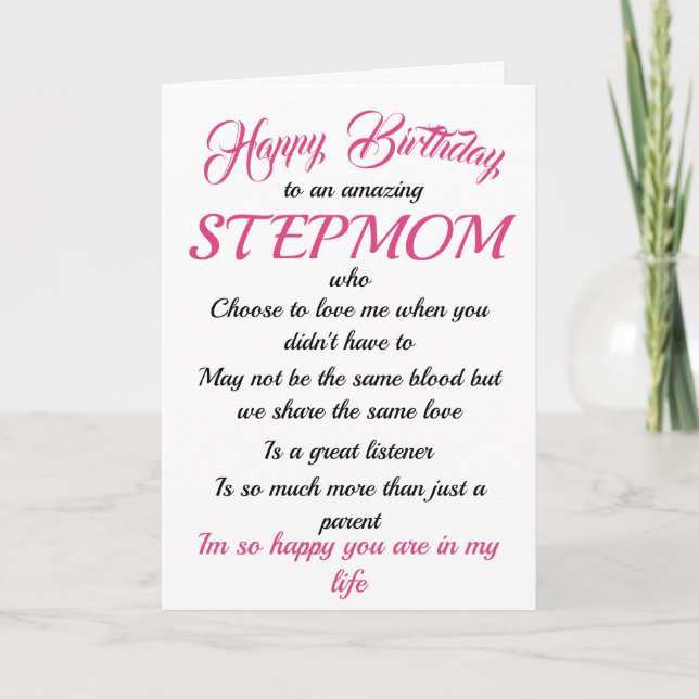 Joyeux Anniversaire Stepmaman noir rose carte de t (Devant)