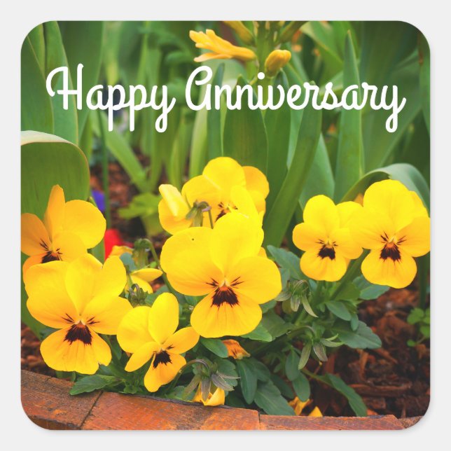 Joyeux Anniversaire Stickers Pansy Jaune #1 (Devant)
