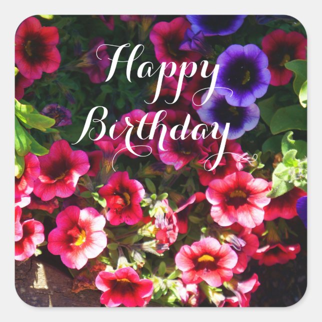 Joyeux Anniversaire Stickers Red Petunias #1 (Devant)