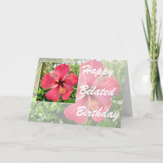 joyeux anniversaire tardif avec carte de voeux hib