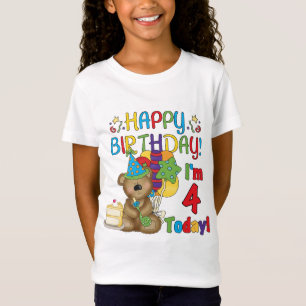 Joyeux anniversaire Teddy Bear 4th T-shirts et cad