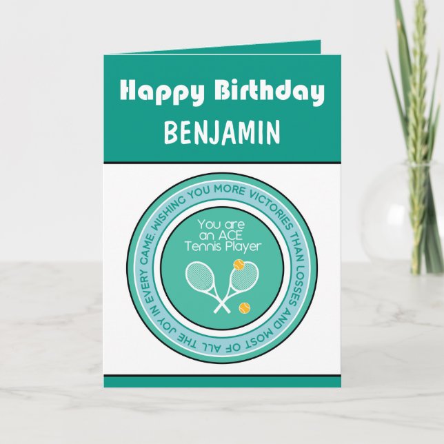 Joyeux anniversaire 🎾 tennis vert 💚 carte 🎉 ann (Devant)