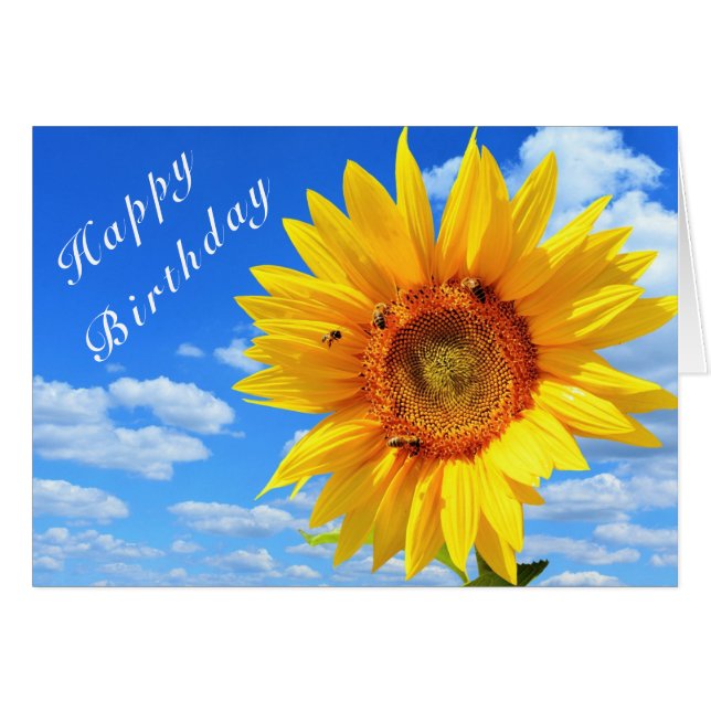 Joyeux anniversaire - Tournesol et abeilles sur le (Devant horizontal)