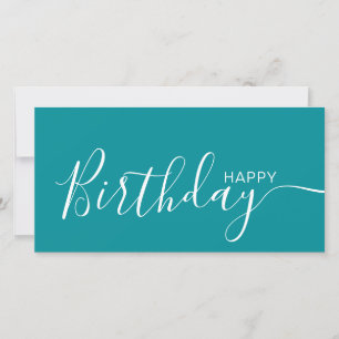 Joyeux Anniversaire Turquoise blanc moderne carte 
